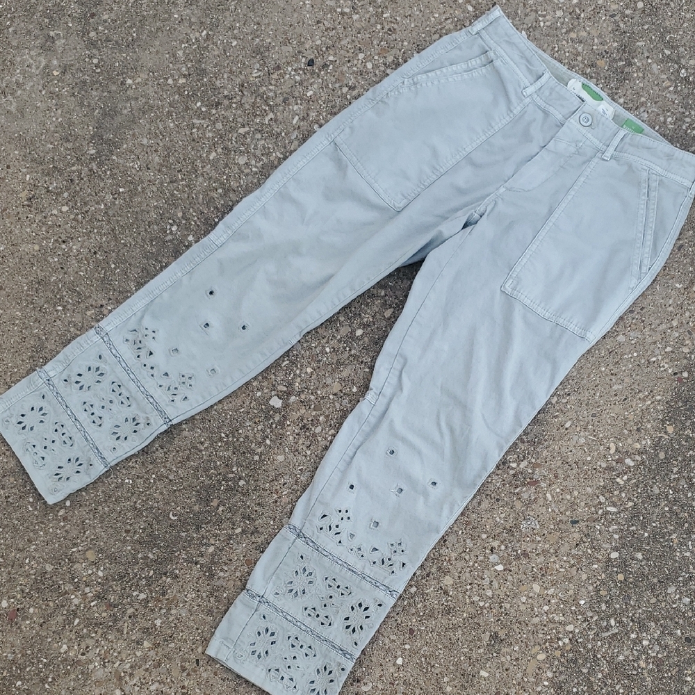 Anthropologie The Wanderer Light Green Eyelet Pants Womens 27 Casual